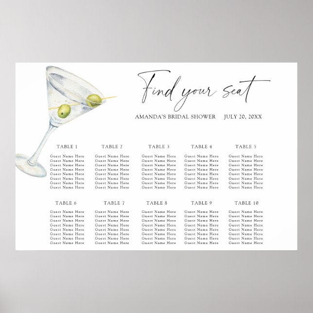 Dry Martinis Cocktail Hochzeitskarte Poster (Vorne)