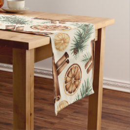 Dry Oranges Cinnamon Sticks Fir Branches Großer Tischläufer