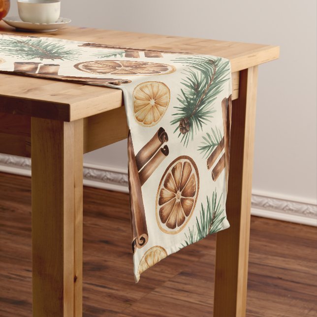Dry Oranges Cinnamon Sticks Fir Branches Großer Tischläufer (Beispiel)