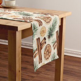 Dry Oranges Cinnamon Sticks Fir Branches Kurzer Tischläufer