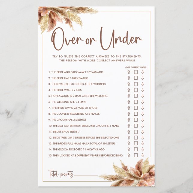 Dry Pampas Grass | Over and under Game Card (Vorderseite)