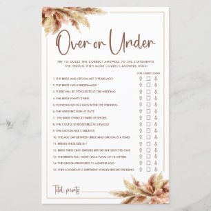 Dry Pampas Grass Over and under Game Card