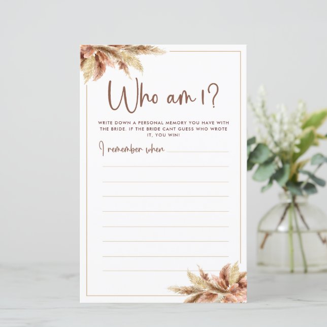 Dry Pampas Grass | Wer bin ich Game Card? (Stehend Vorderseite)