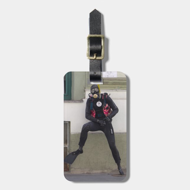 Dry Scuba Diver Gepäckanhänger (Vorderseite vertikal)
