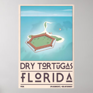 Dry Tortugas Druck, Vintage Reiseposter Stil Poster