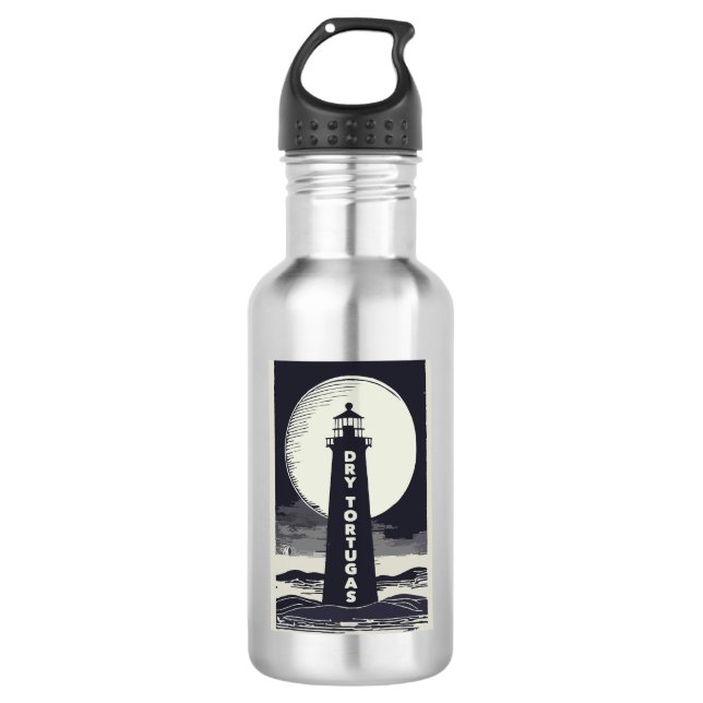 Dry Tortugas Florida Lighthouse Moon Edelstahlflasche (Vorderseite)