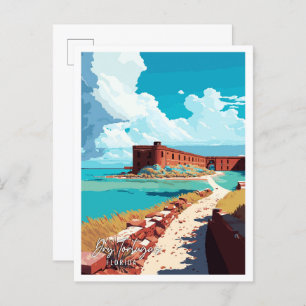 Dry Tortugas Florida Vintage Reise Illustration Postkarte