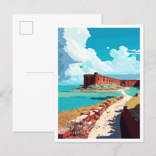 Dry Tortugas Florida Vintage-Reiseillustration Postkarte