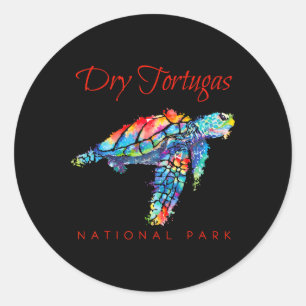 Dry Tortugas Nationalpark Aquarell Meeresschildkrö Runder Aufkleber