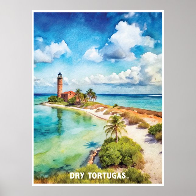 Dry Tortugas Nationalpark Aquarellbilder Poster (Vorne)