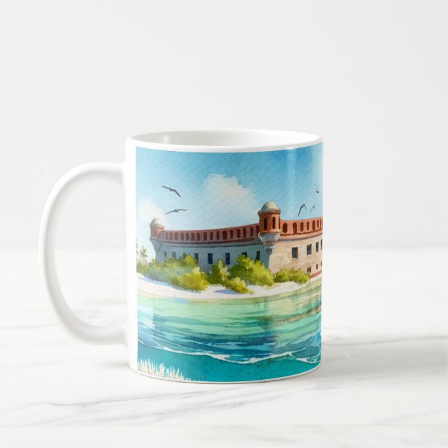 Dry Tortugas Nationalpark Fort Aquarell Kaffeetasse (Links)