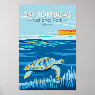 Dry Tortugas Nationalpark Turtle Vintag Poster