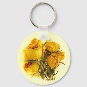 Dry Yellow Rose Blume Schlüsselanhänger