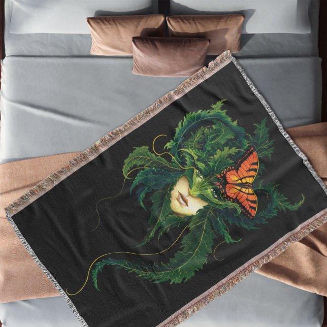 Dryad Green Blätter Butterfly Decke (Von Creator hochgeladen)