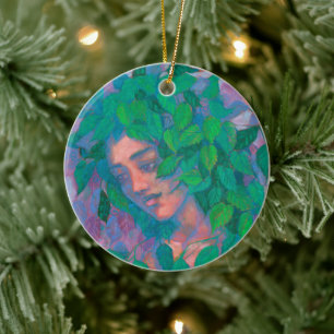 Dryad Tree Spirit Green Blätter Surreal Fantasy Ar Keramik Ornament