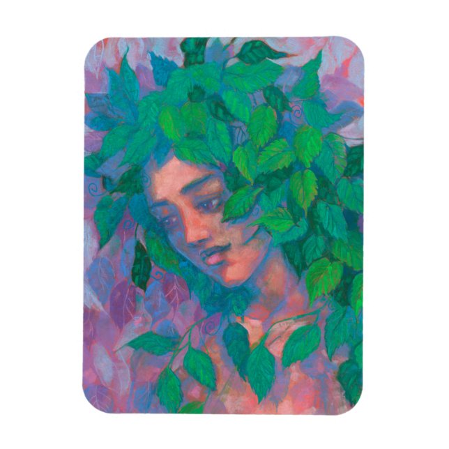 Dryad Tree Spirit Green Blätter Surreal Fantasy Ar Magnet (Vertikal)