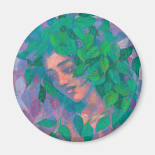 Dryad Tree Spirit Green Blätter Surreal Fantasy Ar Magnet