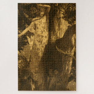 Dryade Frau So heimgesucht Eule & Fledermaus Nacht Puzzle