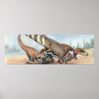 Dryptosaurus und Hadrosaurus Print Poster