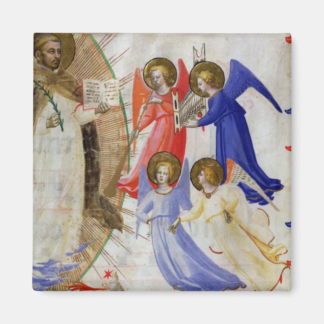 ds 558 f.67v St. Dominic mit vier musikalischen En Magnet (Vorne)