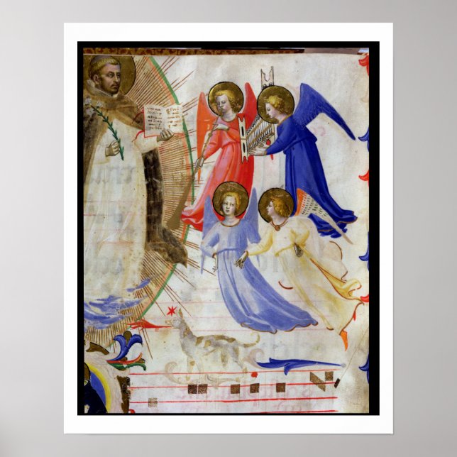 ds 558 f.67v St. Dominic mit vier musikalischen En Poster (Vorne)
