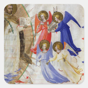 ds 558 f.67v St. Dominic mit vier musikalischen En Quadratischer Aufkleber