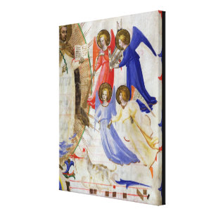 ds 558 f.67v St Dominic mit vier musikalischen Leinwanddruck