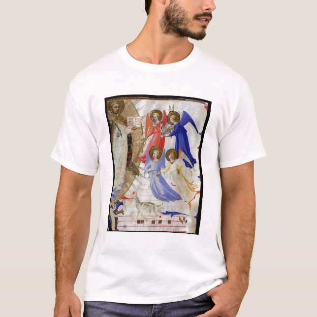 ds 558 f.67v St Dominic mit vier musikalischen T-Shirt (Vorderseite)