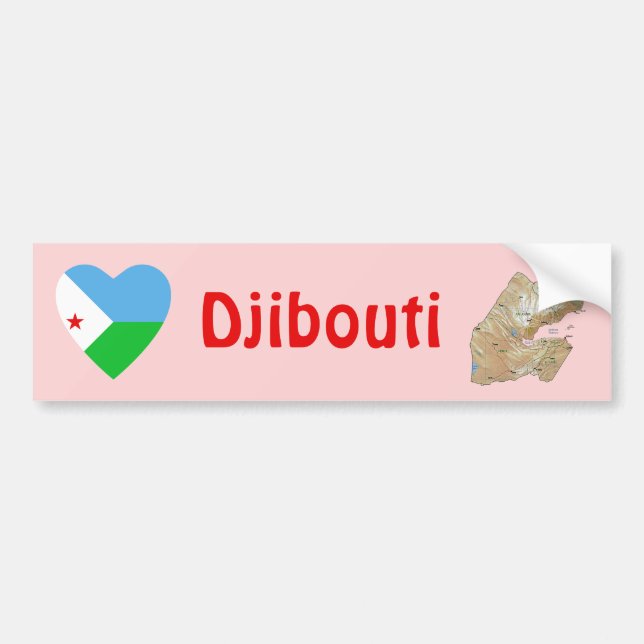 Dschibuti Flag Herz + Karte Autoaufkleber (Vorne)