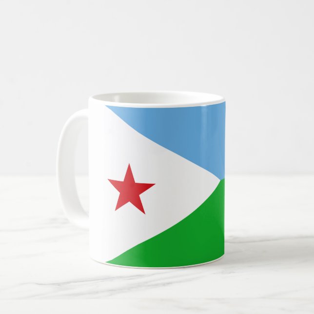 Dschibuti-Flagge Kaffeetasse (Vorderseite Links)