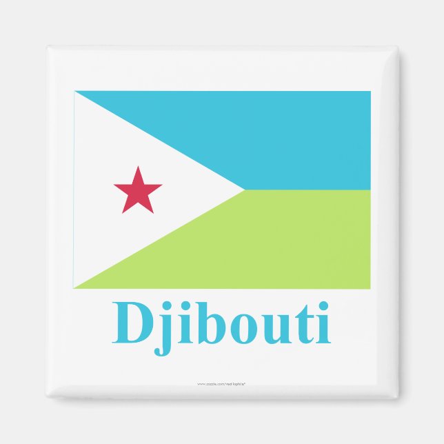 Dschibuti-Flagge mit Namen Magnet (Vorne)