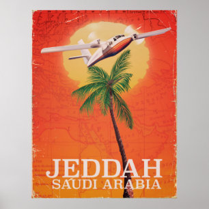 Dschidda Saudi-Arabien Vintage-Reisekartenplakat. Poster