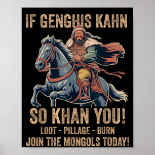Dschingis Khan Zitat Lustig Mongolei Geschichte Mo Poster