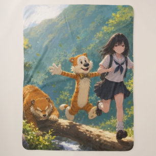 Dschungel-Abenteuer - Anime-Schulmädchen und Tiger Sherpadecke