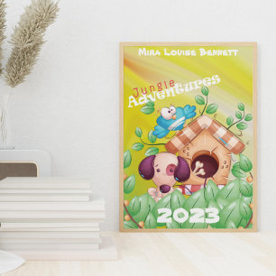 Dschungel-Abenteuer mit Name Kinderzimmer Poster