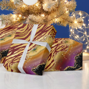 Dschungel-Achat Kühnes Tier-Streifenmuster Geschenkpapier