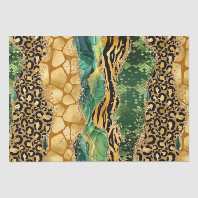 Dschungel-Achat | Wild Glam Texturmuster Seidenpapier (Vorderseite)
