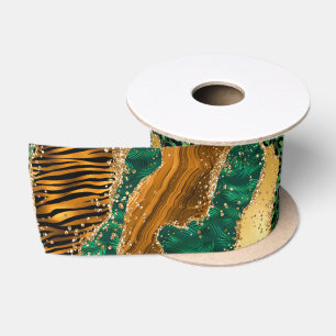 Dschungel-Achat Wilder Luxus-Tiermuster Satinband
