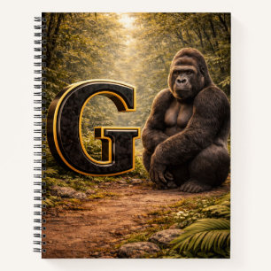 Dschungel Alphabet Buchstabe G Gorilla Gold Bildun Notizbuch