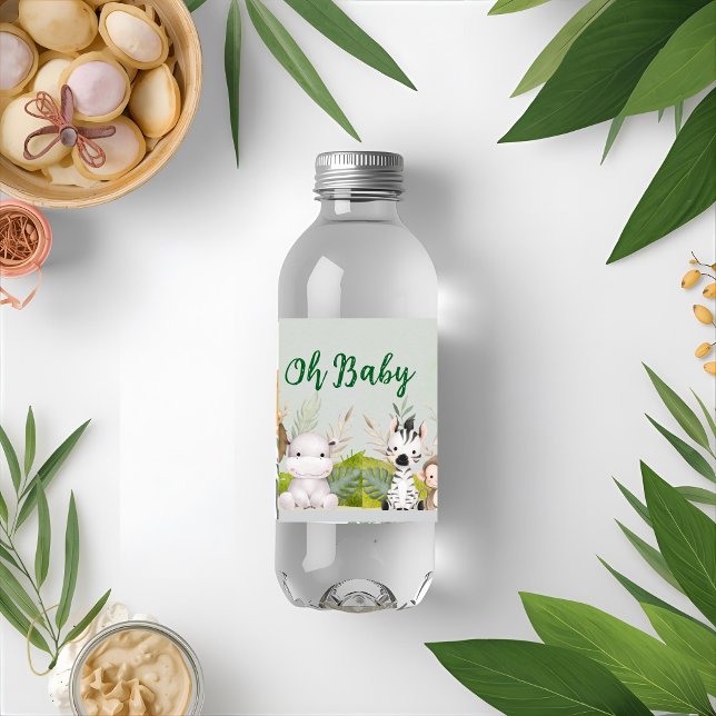 Dschungel Baby Dusche tropische Einladung Wasserflaschenetikett (Von Creator hochgeladen)