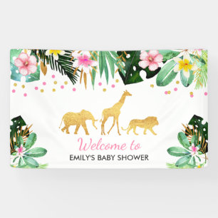 Dschungel-Baby-Duschen-Party-Fahnen-tropische Banner