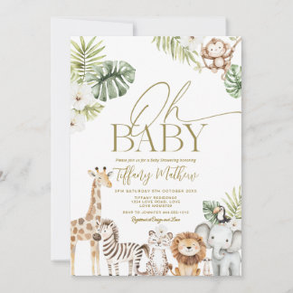 Dschungel-Baby-Shower-Einladung Mädchen Editable Einladung