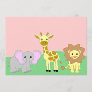 Dschungel-Baby-Tier-12x18 Baby-Duschen-Einladungen Einladung