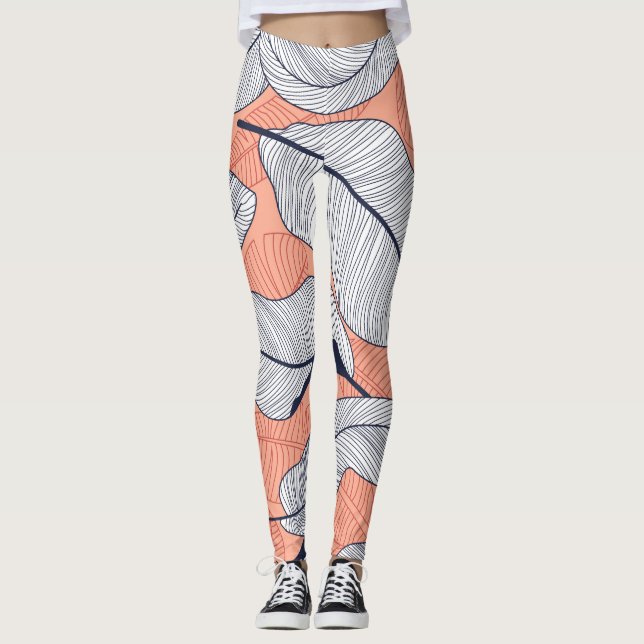 Dschungel-Blätter Nahtlose tropische Muster Leggings (Vorderseite)
