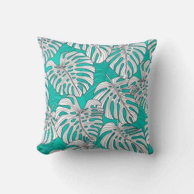 Dschungel Blätter Tropenflora Nahtlos Kissen (Vorderseite)