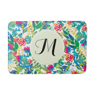 Dschungel-Blume Floral Fine Monogramm Badematte