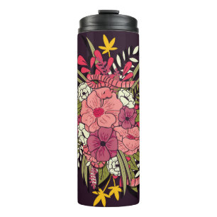 Dschungel-Blumen-Schlangen Tropisch Vintage Thermosbecher
