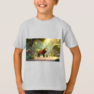 Dschungel-Chat – 3D-Tierszene mit sprechenden Freu T-Shirt