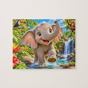 Dschungel-Elefant-Abenteuer Puzzle