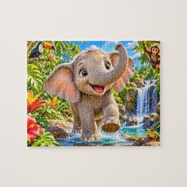 Dschungel-Elefant-Abenteuer Puzzle (Horizontal)